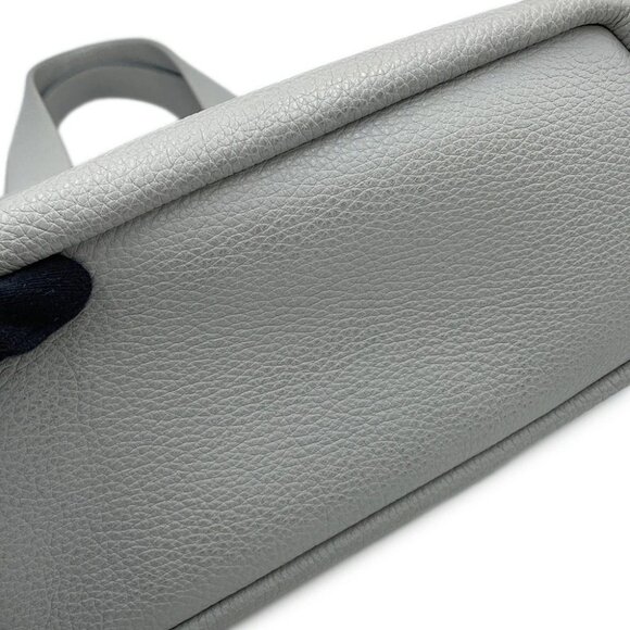 PRADA Punching logo Tote Bag Size Small Leather Gray - Picture 7 of 16